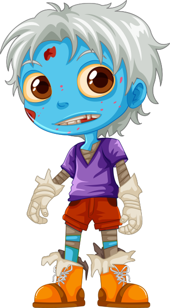 蓝皮肤的男性僵尸卡通人物图片下载