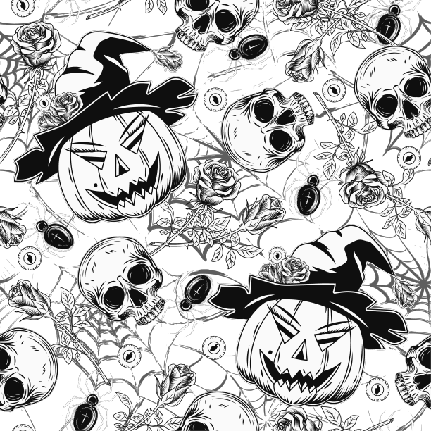 图案与头骨南瓜头像巫婆图片下载