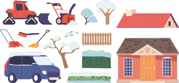 一套图标和元素雪树小屋图片下载