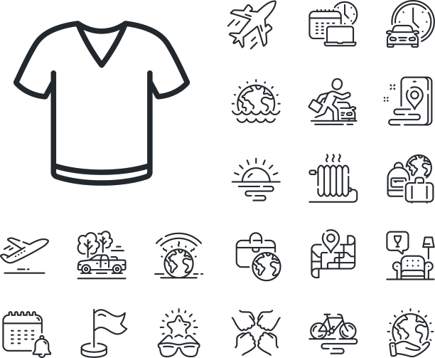 t恤线条图标t恤上穿的标志飞机喷射图片下载