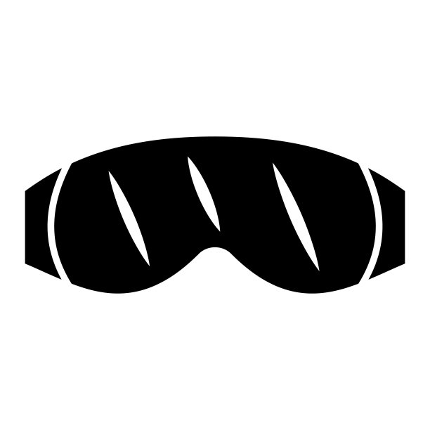 单板滑雪眼镜固体图标，世界滑雪板日的概念，太阳滑雪眼镜标志在白色背景，护目镜图标在移动网页设计的字形。矢量图形。图片下载