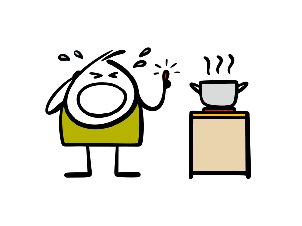 涂鸦小男孩在火锅上烧伤了手指图片下载