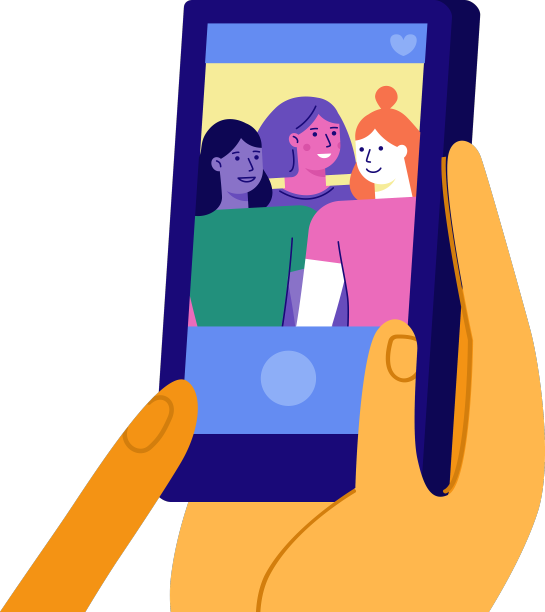 在简单的平面风格-手握电话与图片下载