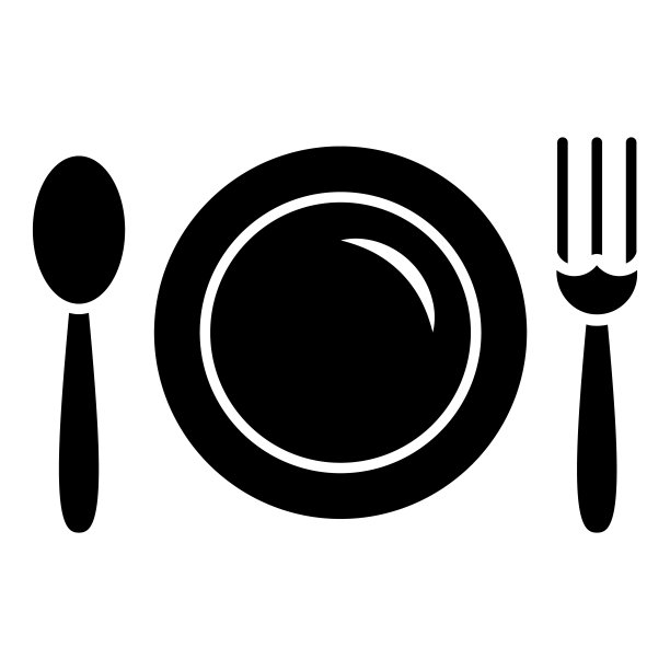 餐盘和勺子与叉子固体图标，黑色的记账概念，午餐在餐馆标志在白色背景，午餐餐具图标风格的网页设计。矢量图形。图片下载