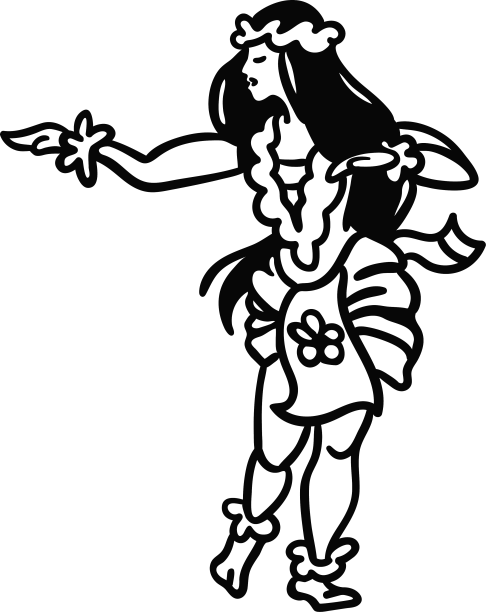 跳舞的夏威夷女人伸出手臂轮廓图片下载