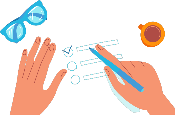 在扁平简单的风格-手握笔和图片下载