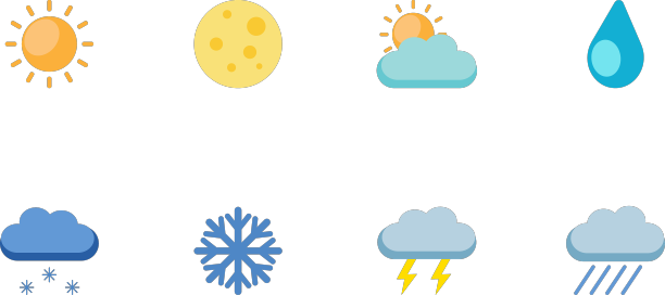 天气图标设置在平面风格图片下载