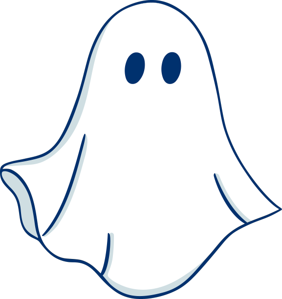蓝色背景上手绘的卡通鬼图片下载