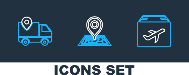 设定线平面和纸板箱交货图片下载