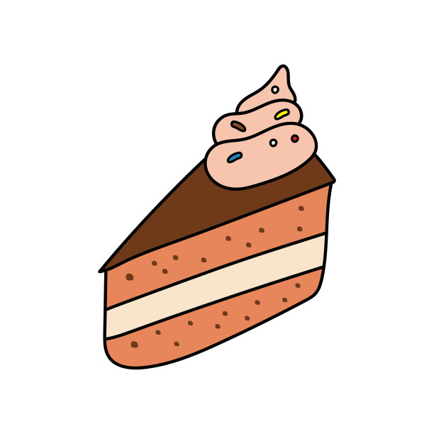 孩子们画卡通矢量插图片巧克力蛋糕和奶油奶酪图标隔离在白色背景上图片下载