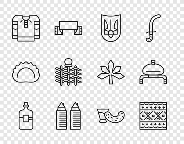 设置行伏特加瓶乌克兰民族图案图片下载