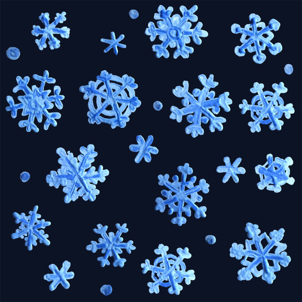 手绘圣诞快乐有趣的雪花在黑暗的夜晚。图片下载