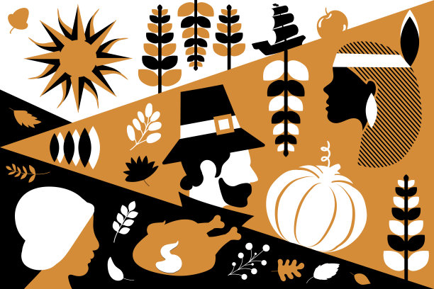 感恩节人物横向插图图片下载