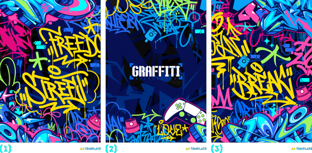 新潮抽象涂鸦风格的a4海报图片下载