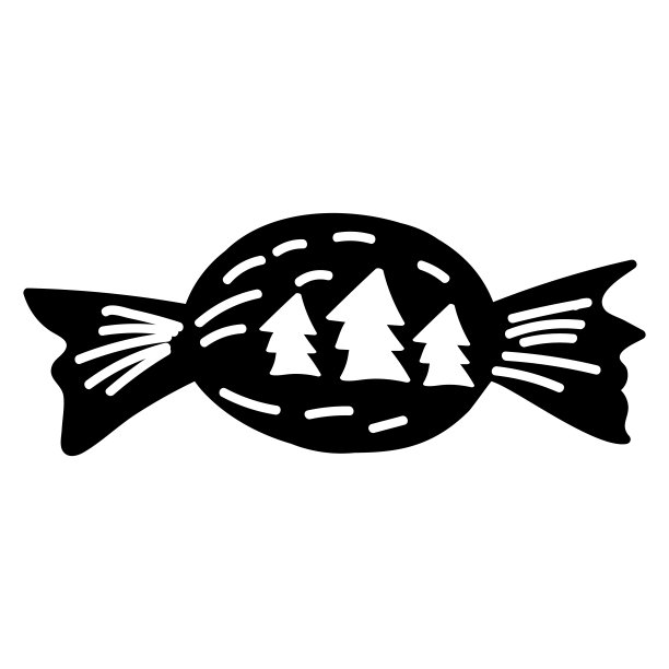 冬季单色节日糖果涂鸦剪影图片下载