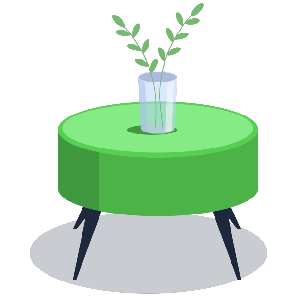 时尚的茶几和花瓶上的木制图片下载