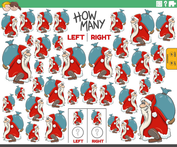 左数右数卡通圣诞老人的照片图片下载
