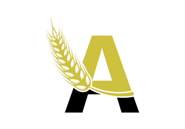 letter一种以小麦穗为花环的标志符号。农业标志农业模板矢量符号图片下载