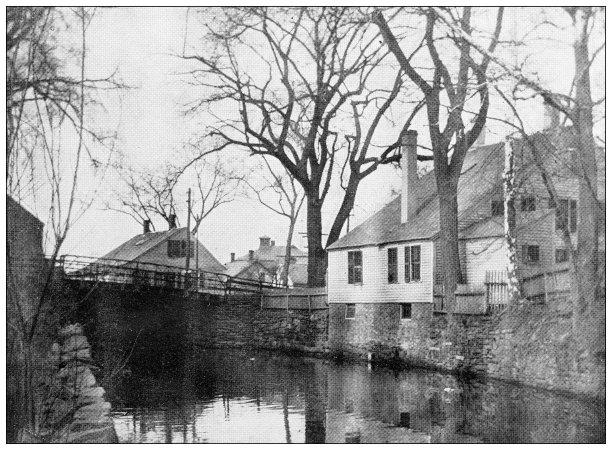 汉普顿县，马萨诸塞州的古董图像:斯普林菲尔德，米尔河，米尔街桥图片下载