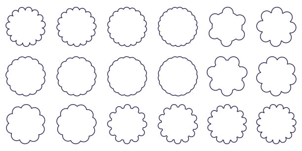 收集扇贝黑色轮廓框。Line Sale标签。折扣徽章和标签，明星价格贴纸。矢量插图集。图片下载