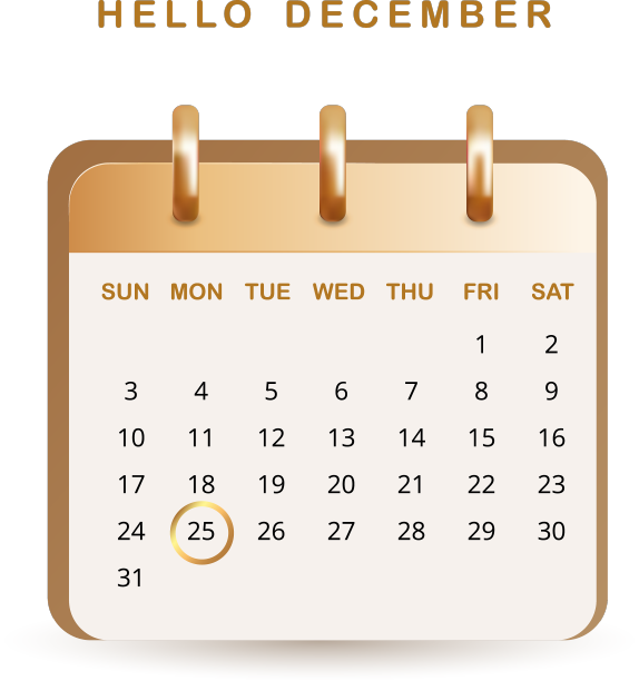 3d黄金优雅的十二月圣诞日历图片下载