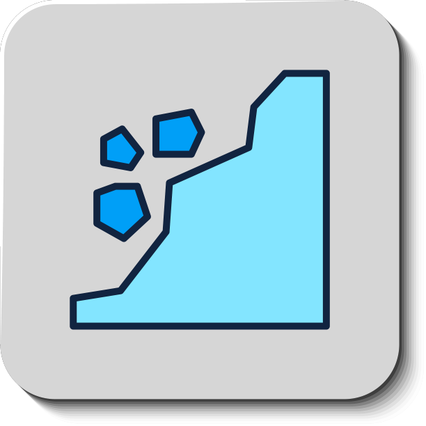 填充轮廓滑坡图标孤立的蓝色图片下载