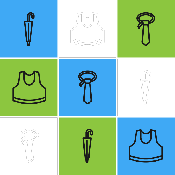 设置线伞领带和汗衫图标图片下载