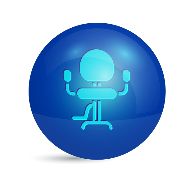 蓝色理发店的椅子图标孤立在白色图片下载