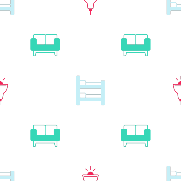 设置灯挂双层床和沙发上无缝图片下载