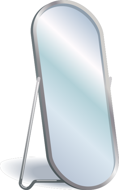 家庭地板镜面图标与金属框架家具图片下载