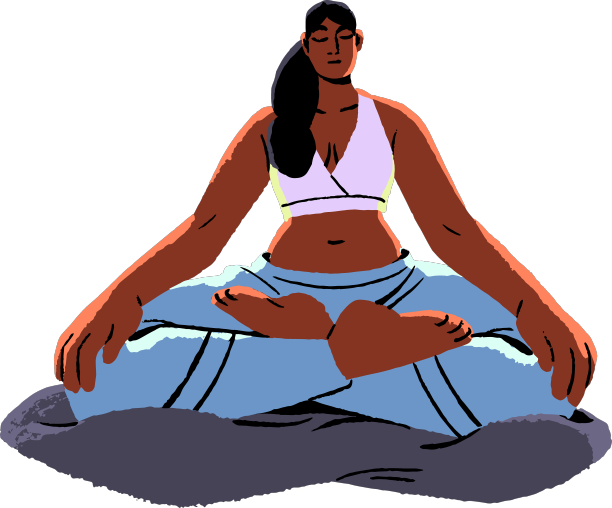静修中的女性坐在瑜伽体式中冥想图片下载