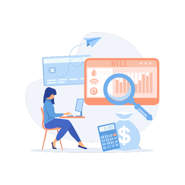 女人在网上检查和支付水电费图片下载