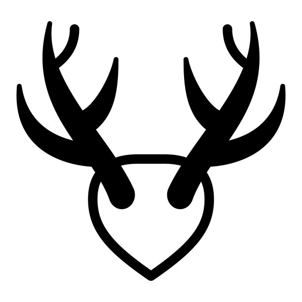 角作为奖杯固体图标，狩猎和装饰概念，安装鹿角角矢量标志在白色背景上，字形风格图标移动概念网页设计。矢量图形。图片下载