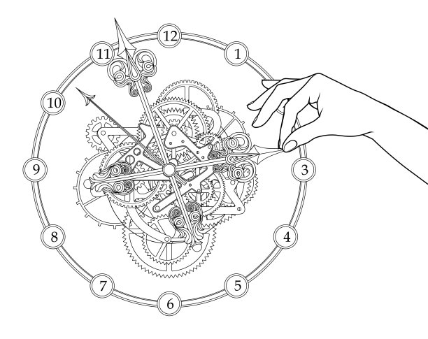 发条。转动时钟指针的那只手。图片下载