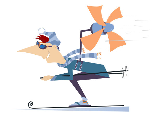 滑雪青年插画图片下载