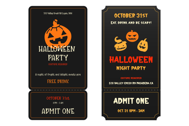 一套黑暗万圣节派对门票图片下载