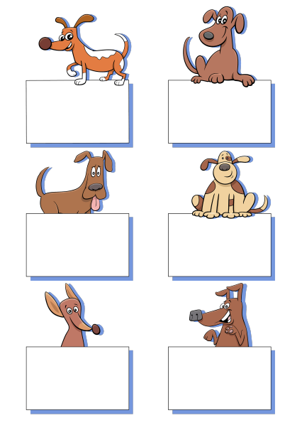 卡通狗和小狗与卡片设计集图片下载