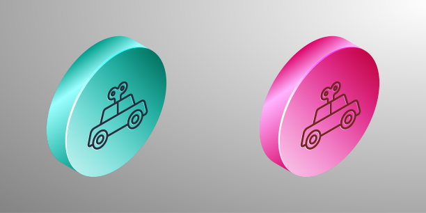 等距线玩具车图标孤立在黑色图片下载