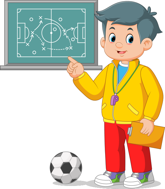 足球教练在黑板上画比赛计划图片下载