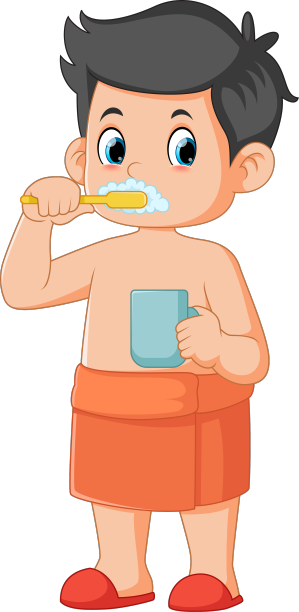 可爱的小男孩正在刷牙图片下载