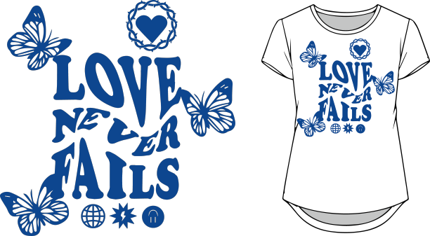 爱永远不会失败的排版t恤设计图片下载