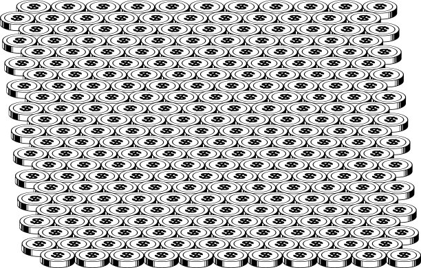 许多美元马克硬币的插图排列图片下载