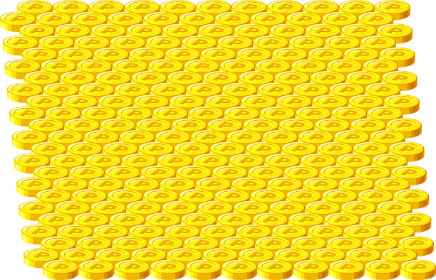 许多点硬币排成一行的插图图片下载