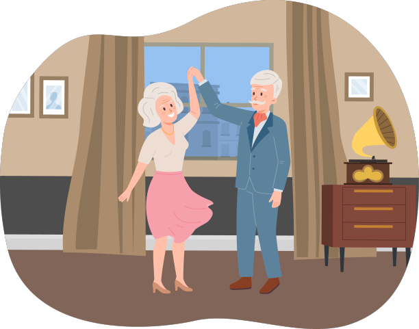 优雅的老夫妇在家里跳舞图片下载