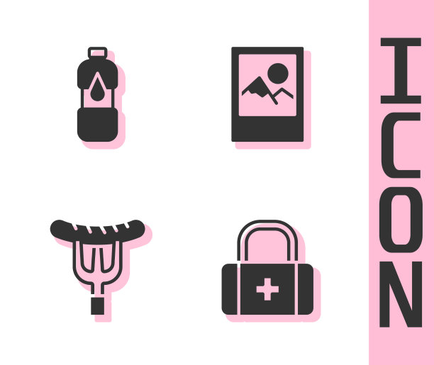 在急救箱上放一瓶水香肠图片下载