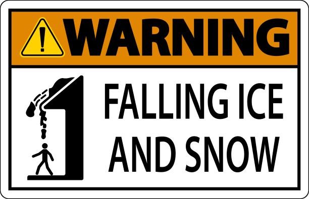 冰和雪警告标志，小心落下的冰图片下载