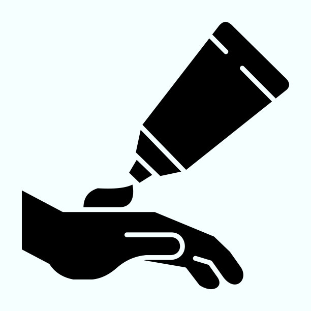 护手霜固体图标。涂抹护手霜的手矢量插图隔离在白色。每日护手霜应用程序字形风格设计和应用程序。图片下载