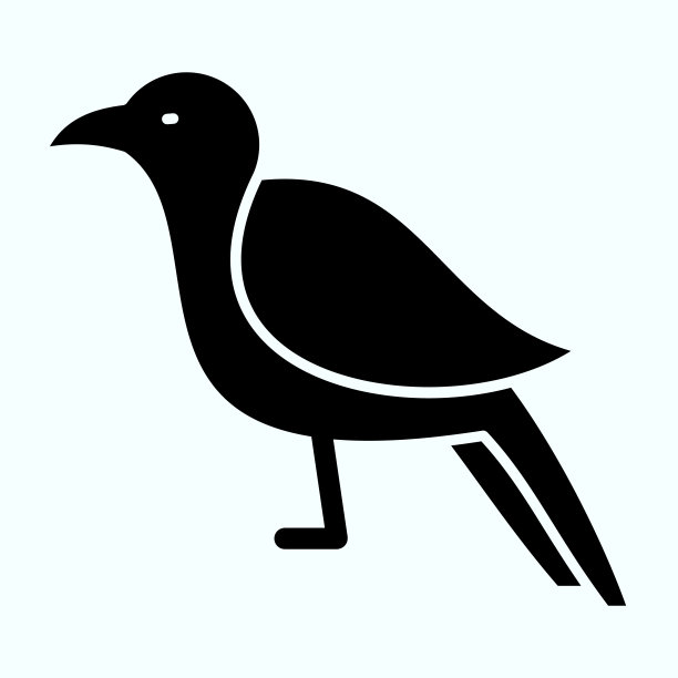 乌鸦坚实的图标。可怕的黑色乌鸦鸟。万圣节矢量设计概念，字形风格的象形文字在白色的使用和应用程序。图片下载