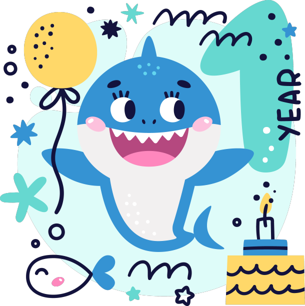 小鲨鱼生日可爱多彩图片下载