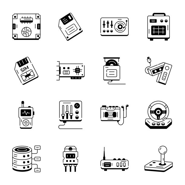 一套硬件配件线图标图片下载